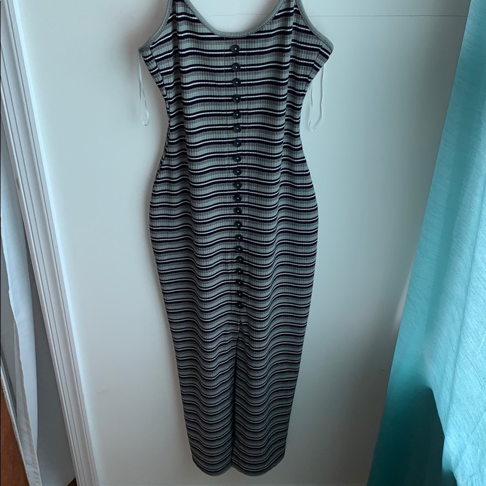 Long body fitting striped dress